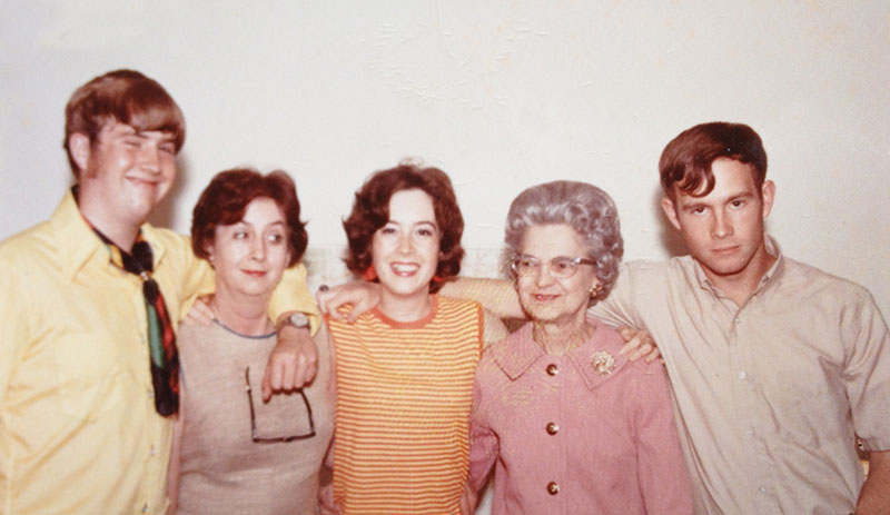 The Morgan family: Nancy Morgan, center; brother George, far left; brother John, far right. (Photo courtesy George Morgan, via Mark I. Pinsky Papers, Southern Appalachian Archives, Mars Hill University)